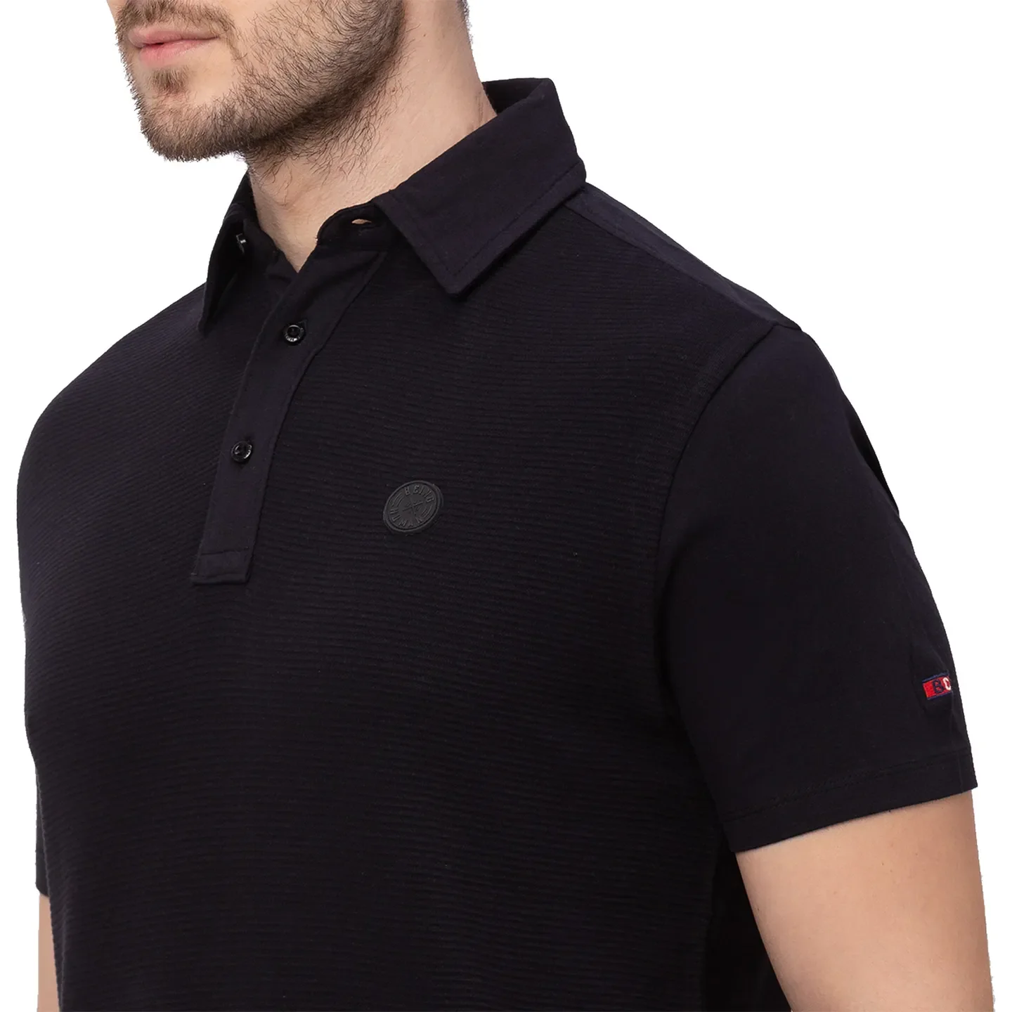 Black Regular Fit Men's Polo T-Shirt by Being Human Clothing - Image 4