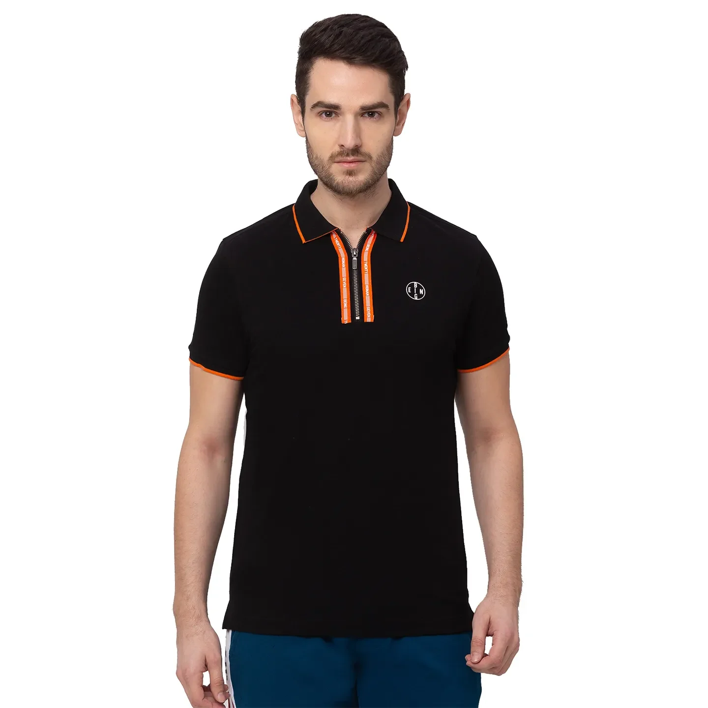 Black Regular Fit Men's Polo T-Shirt by Being Human Clothing