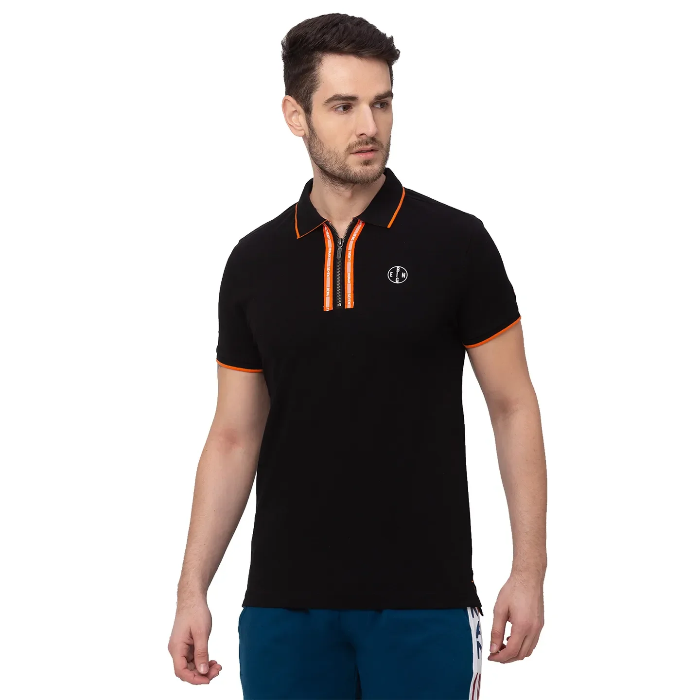 Black Regular Fit Men's Polo T-Shirt by Being Human Clothing - Image 3