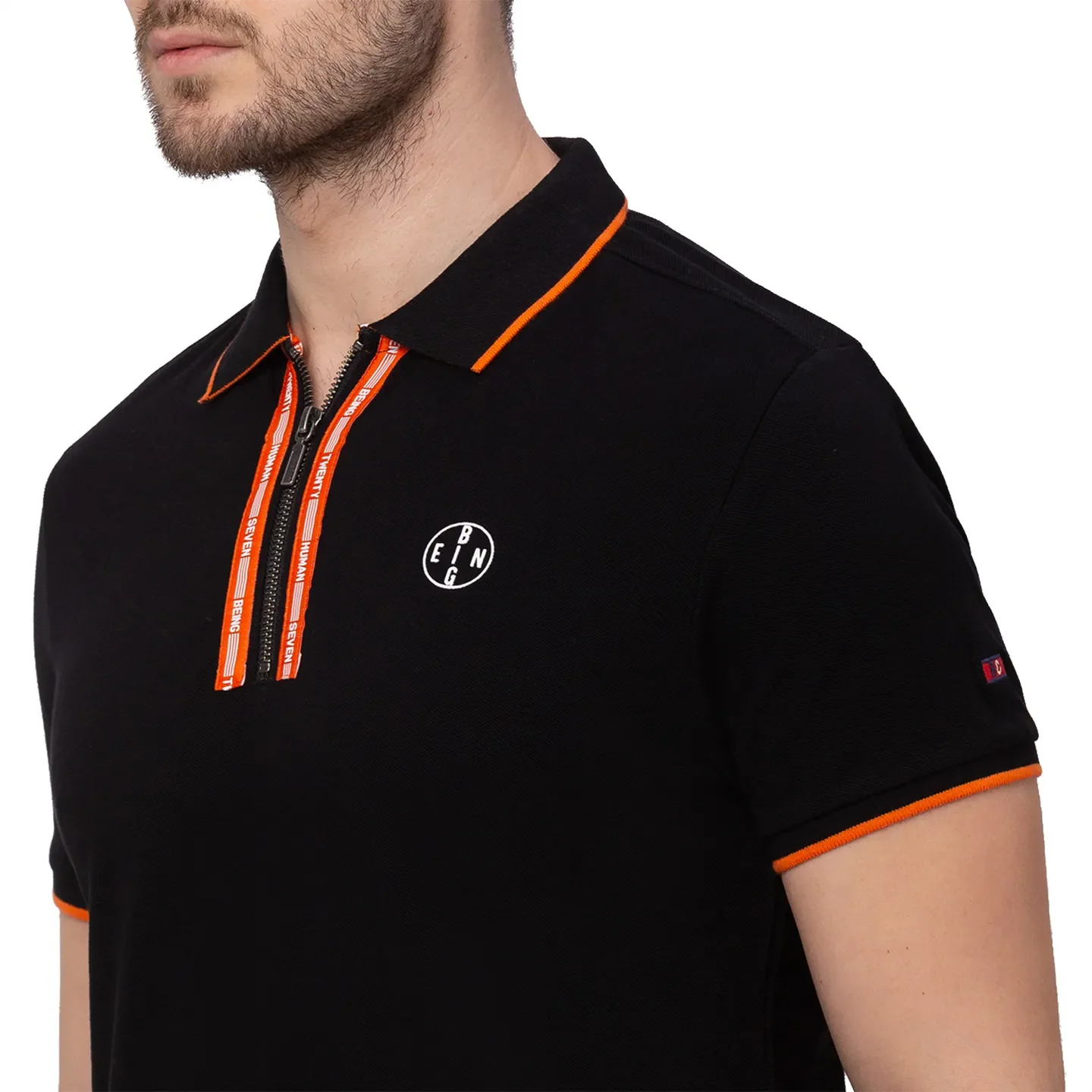 Black Regular Fit Men's Polo T-Shirt by Being Human Clothing - Image 4