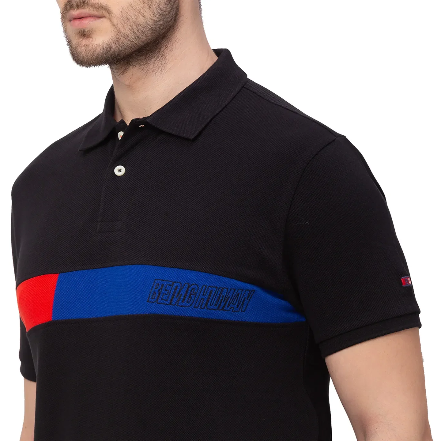 Black Regular Fit Men's Polo T-Shirt by Being Human Clothing - Image 4