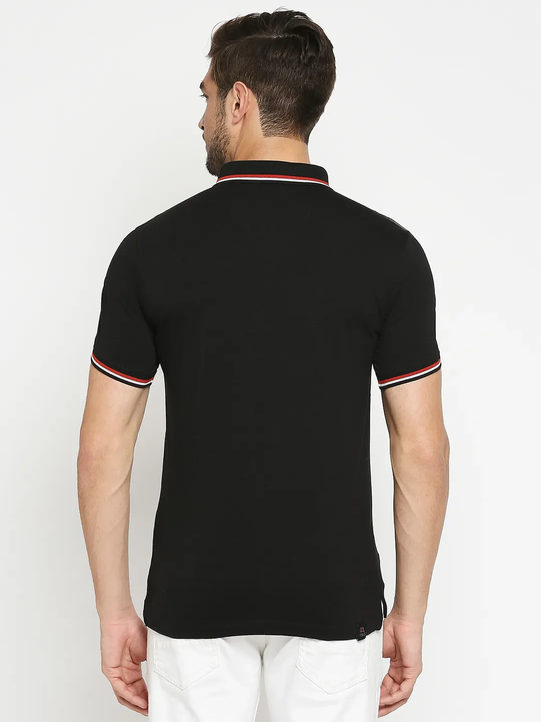 Black Regular Fit Men's Polo T-Shirt by Being Human Clothing - Image 3