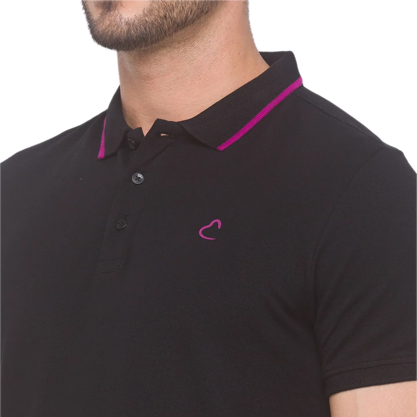 Black Regular Fit Men's Polo T-shirt by Being Human Clothing - Image 4