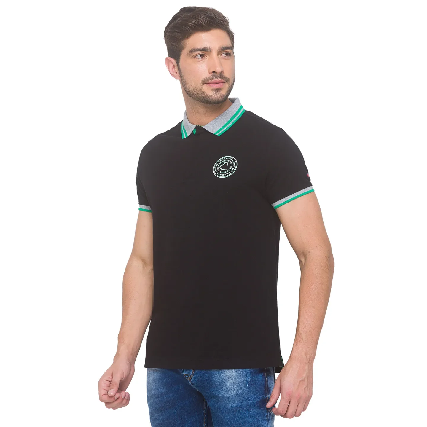 Black Regular Fit Men's Polo T-shirt by Being Human Clothing - Image 2