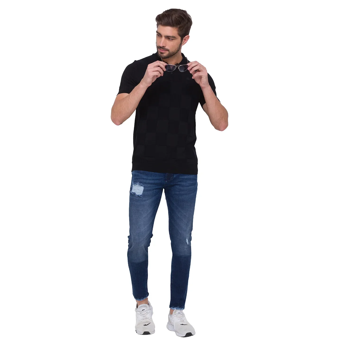 Black Regular Fit Men's Polo T-Shirt by Being Human Clothing - Image 2
