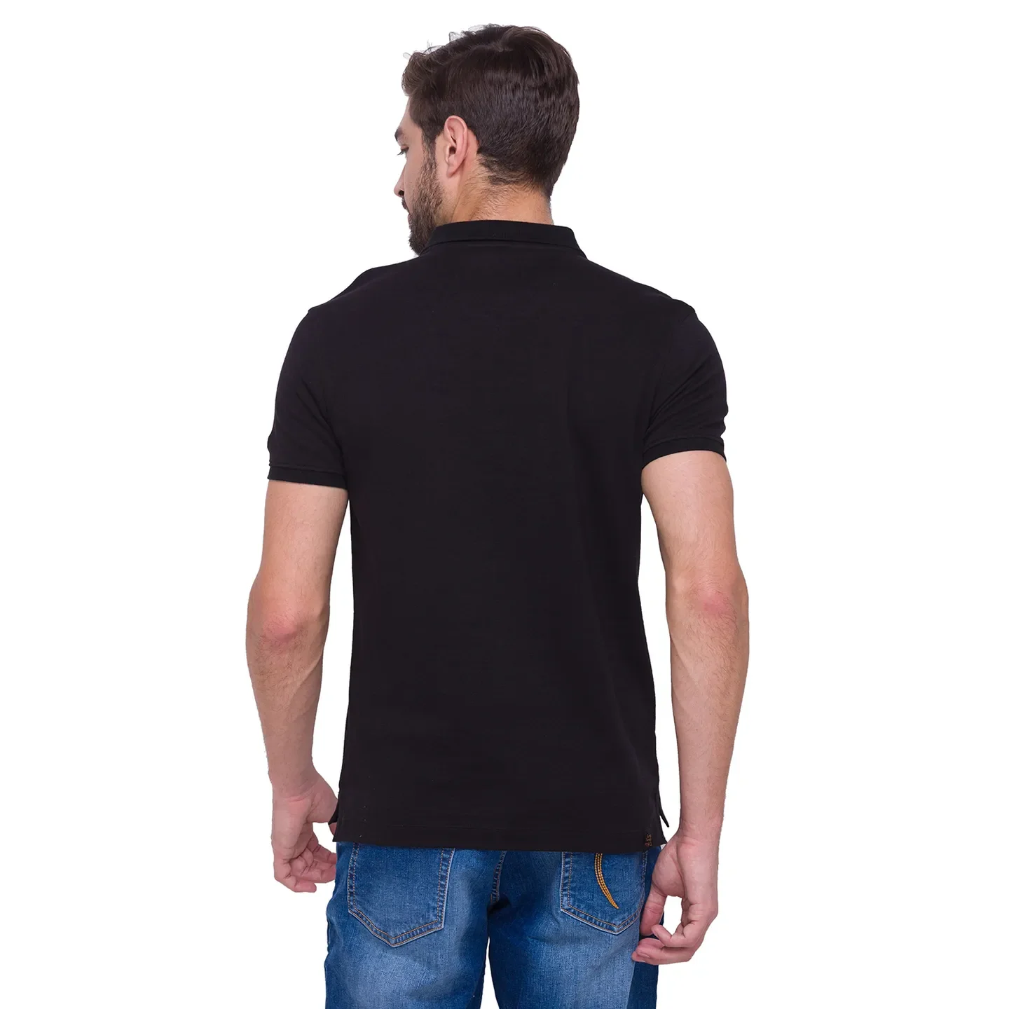 Black Regular Fit Men's Polo T-Shirt by Being Human Clothing - Image 2