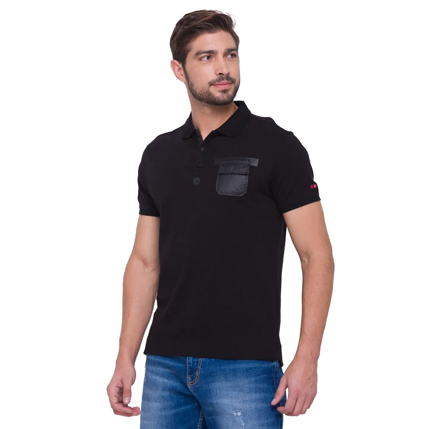 Black Regular Fit Men's Polo T-Shirt by Being Human Clothing - Image 3