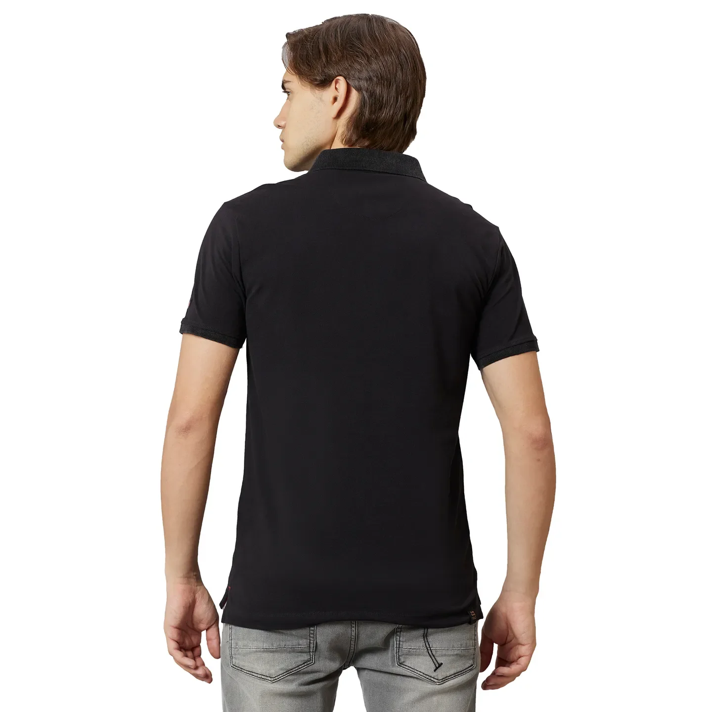 Black Regular Fit Men's Polo T-Shirt by Being Human Clothing - Image 2