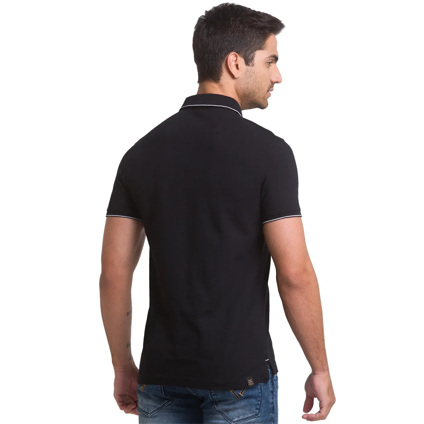 Black Regular Fit Men's Polo T-Shirt by Being Human Clothing - Image 4