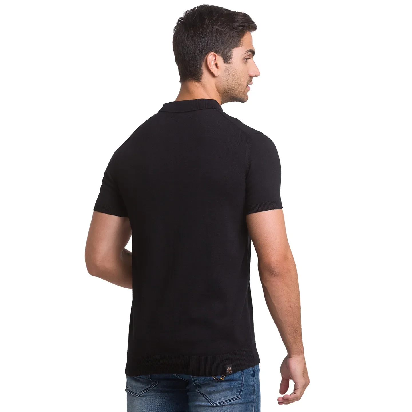 Black Regular Fit Men's Polo T-Shirt by Being Human Clothing - Image 4