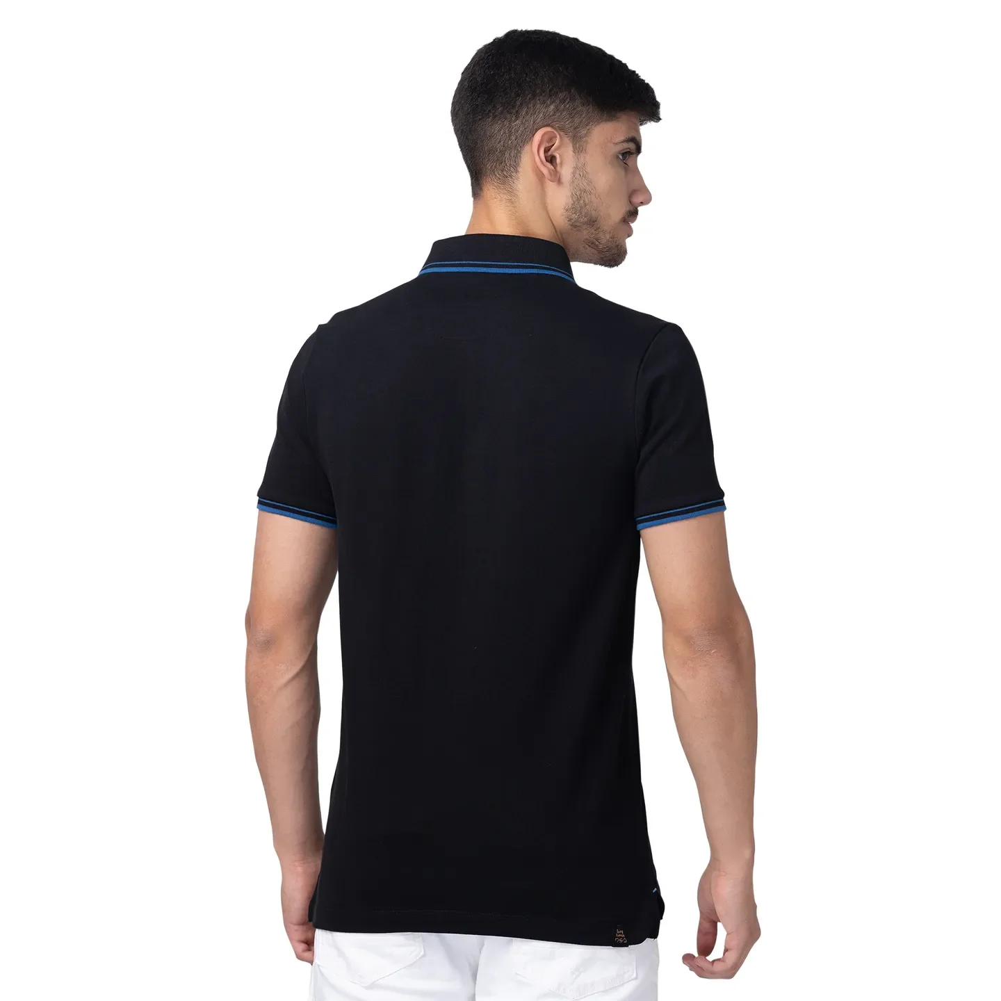 Black Regular Fit Men's Polo T-Shirt by Being Human Clothing - Image 3