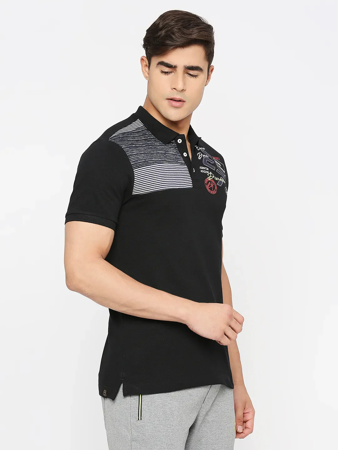 Black Regular Fit Men's Polo T-Shirt by Being Human Clothing - Image 3