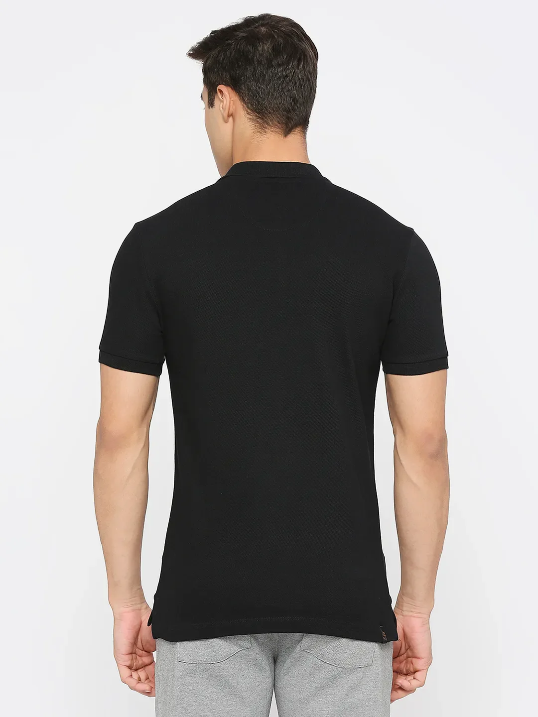 Black Regular Fit Men's Polo T-Shirt by Being Human Clothing - Image 4