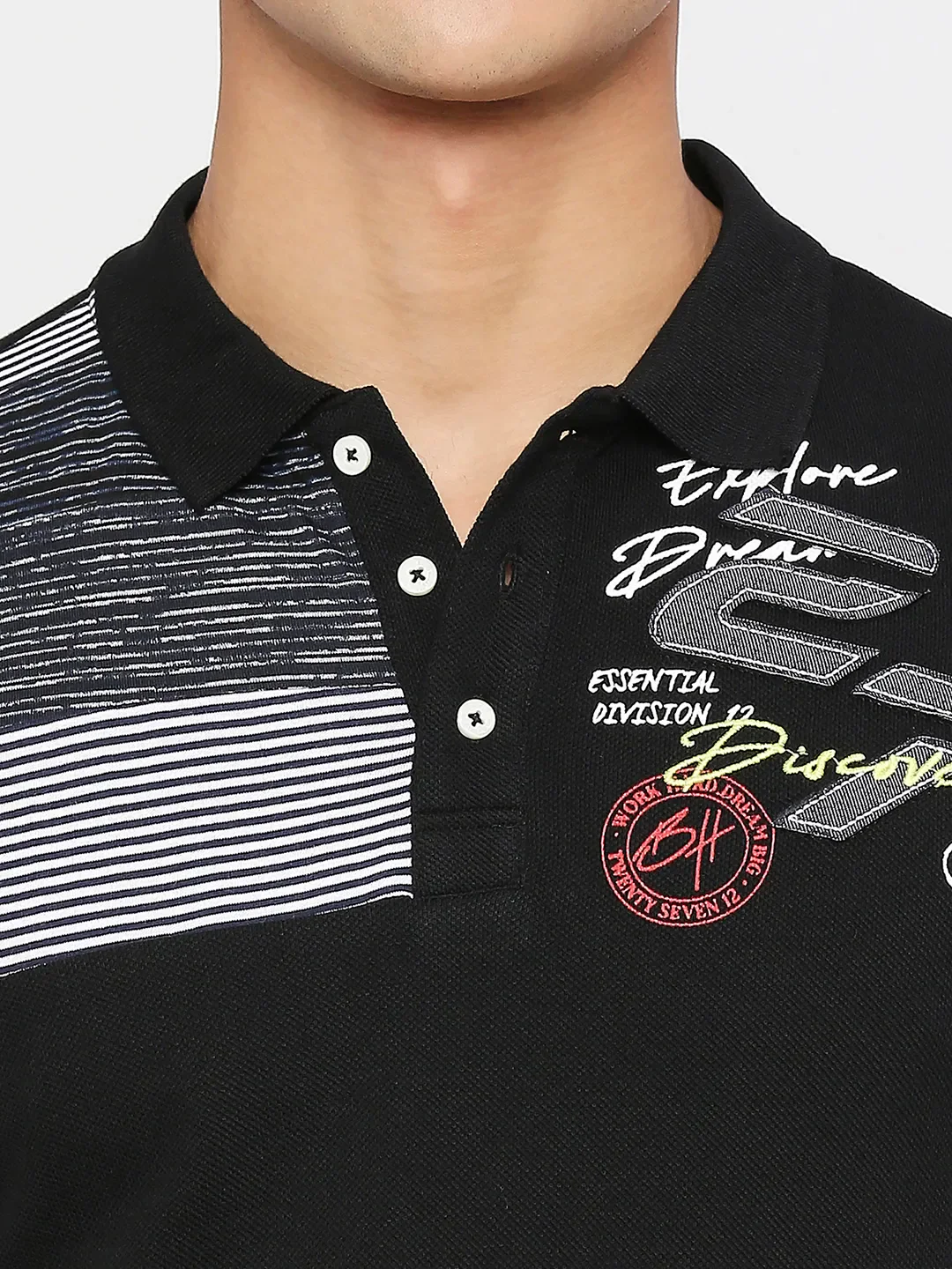 Black Regular Fit Men's Polo T-Shirt by Being Human Clothing - Image 5