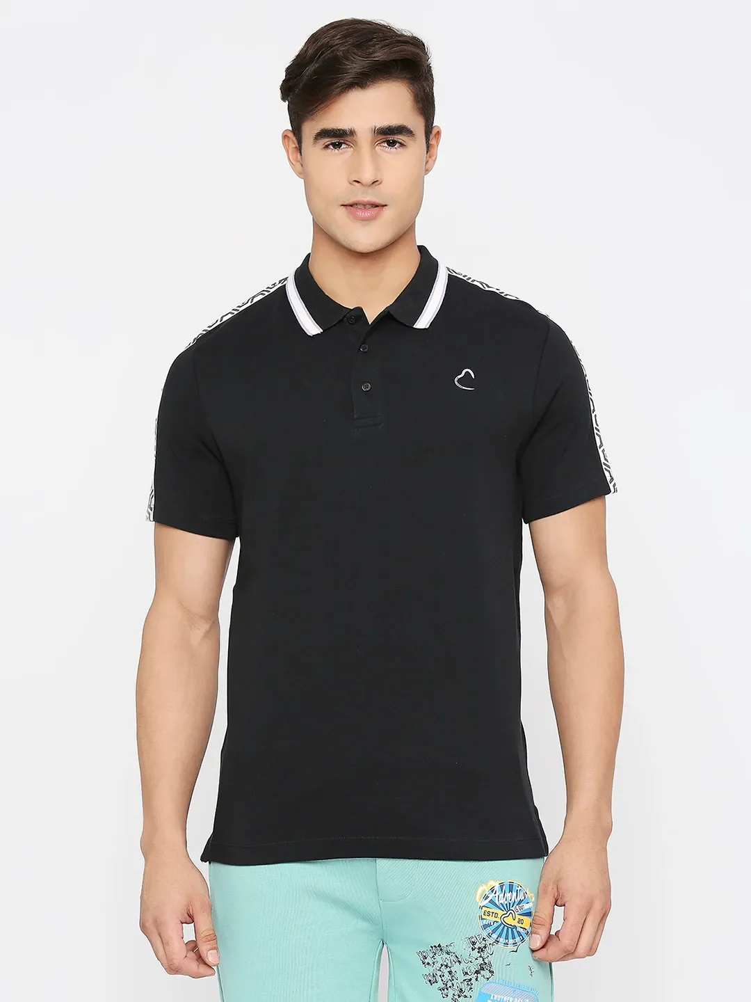 Black Regular Fit Men's Polo T-Shirt by Being Human Clothing