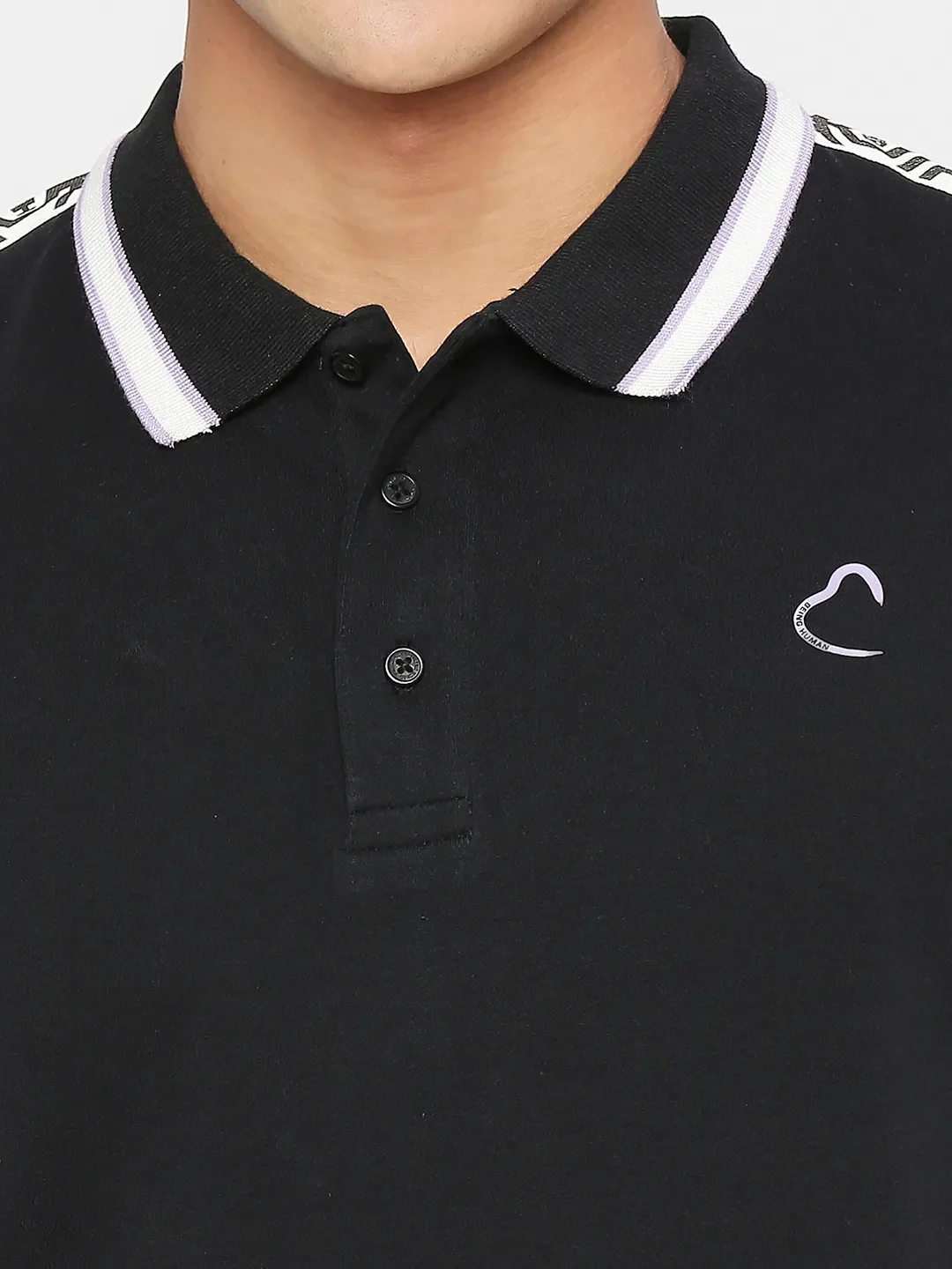 Black Regular Fit Men's Polo T-Shirt by Being Human Clothing - Image 5
