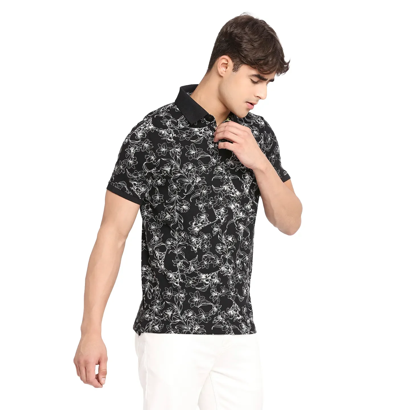 Black Regular Fit Men's Polo T-Shirt by Being Human Clothing - Image 3