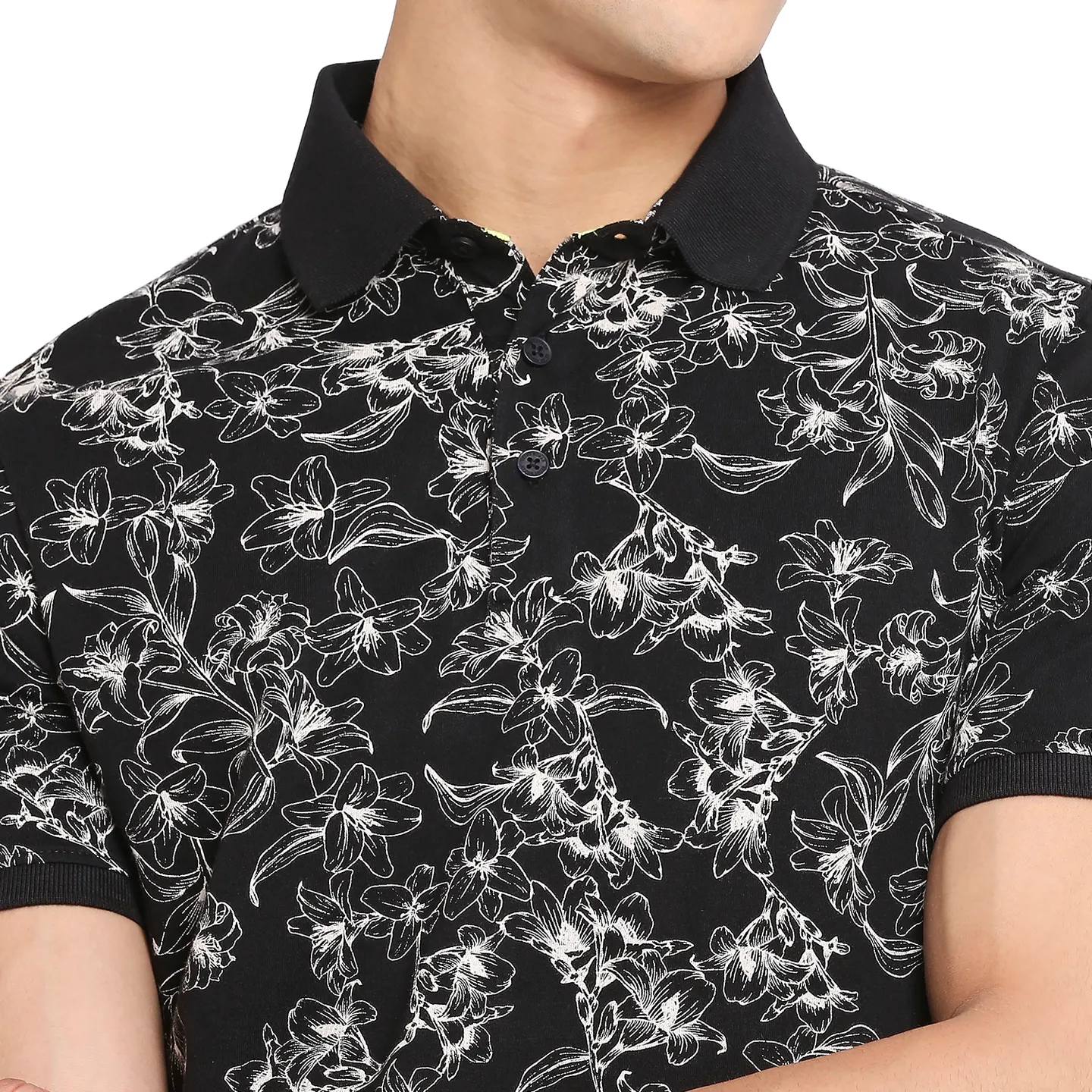 Black Regular Fit Men's Polo T-Shirt by Being Human Clothing - Image 5