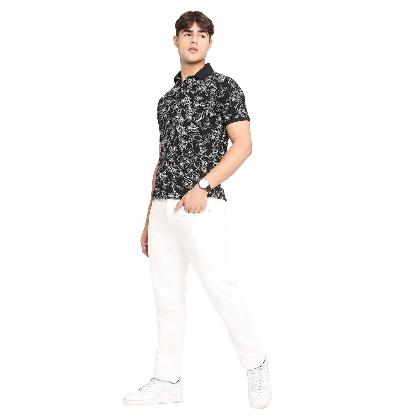 Black Regular Fit Men's Polo T-Shirt by Being Human Clothing - Image 6