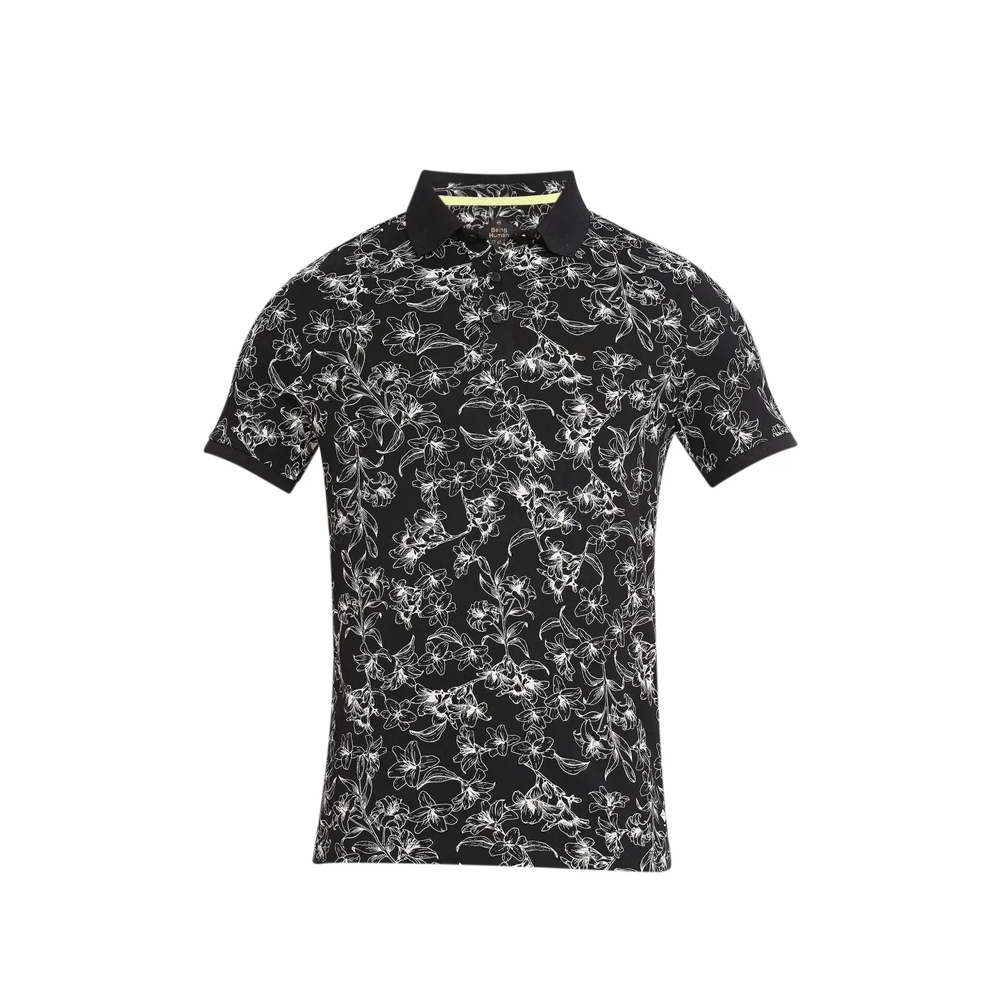 Black Regular Fit Men's Polo T-Shirt by Being Human Clothing - Image 7