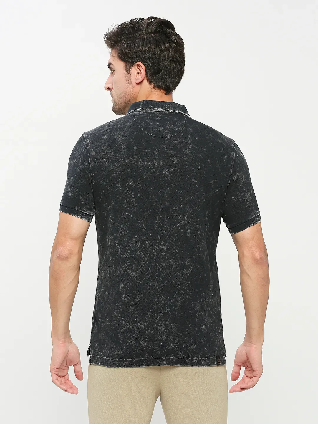 Black Regular Fit Men's Polo T-shirt by Being Human Clothing - Image 4
