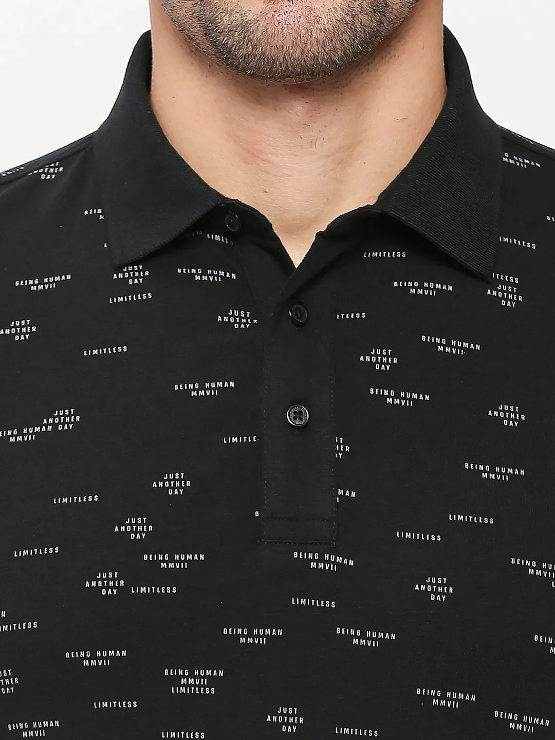 Black Regular Fit Men's Polo T-shirt by Being Human Clothing - Image 5