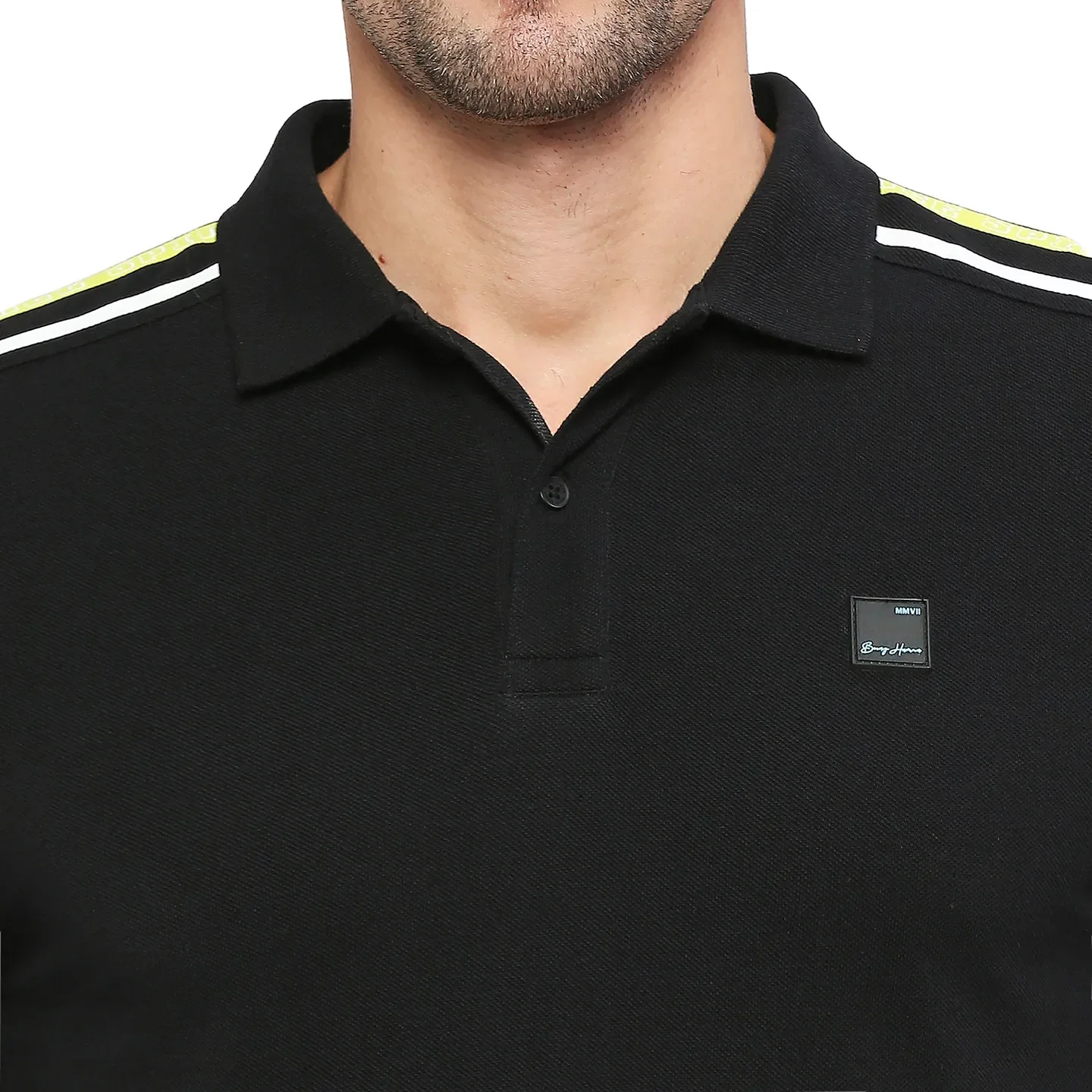 Black Regular Fit Men's Polo T-shirt by Being Human Clothing - Image 5