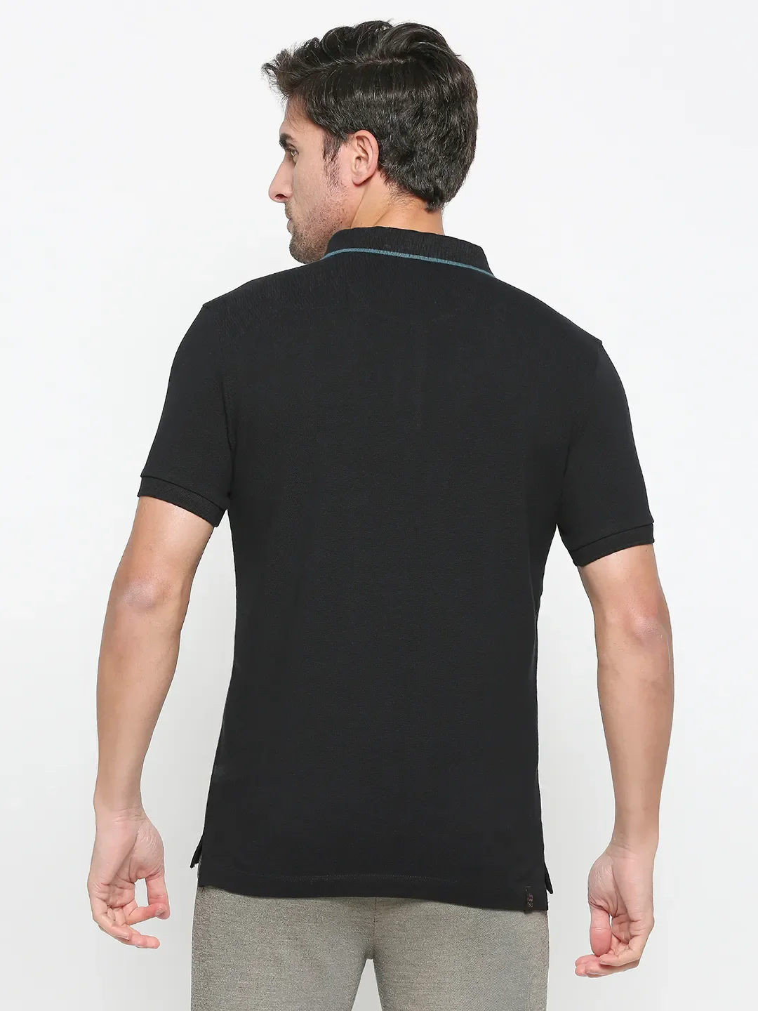 Black Regular Fit Men's Polo T-Shirt by Being Human Clothing - Image 4