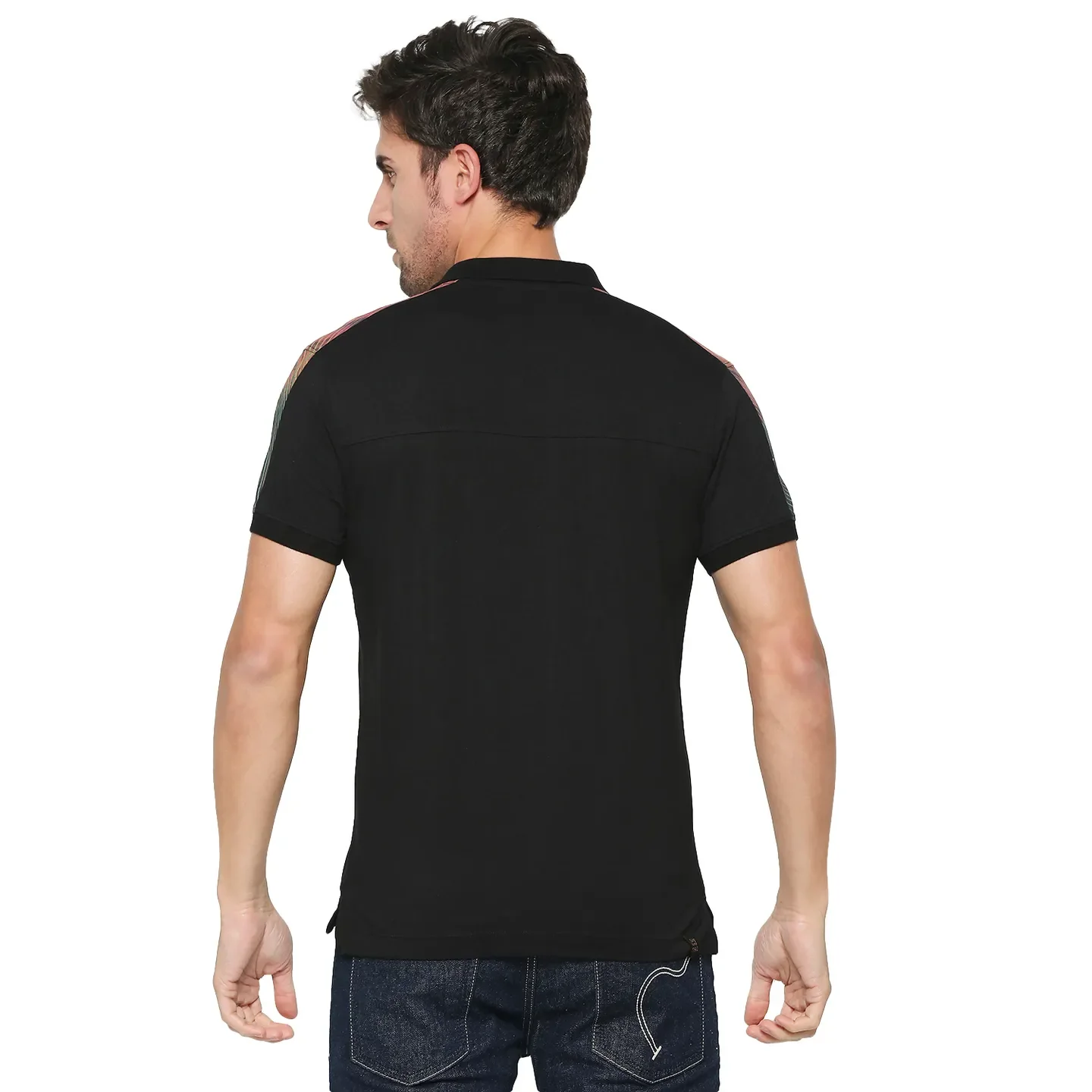 Black Regular Fit Men's Polo T-Shirt by Being Human Clothing - Image 4