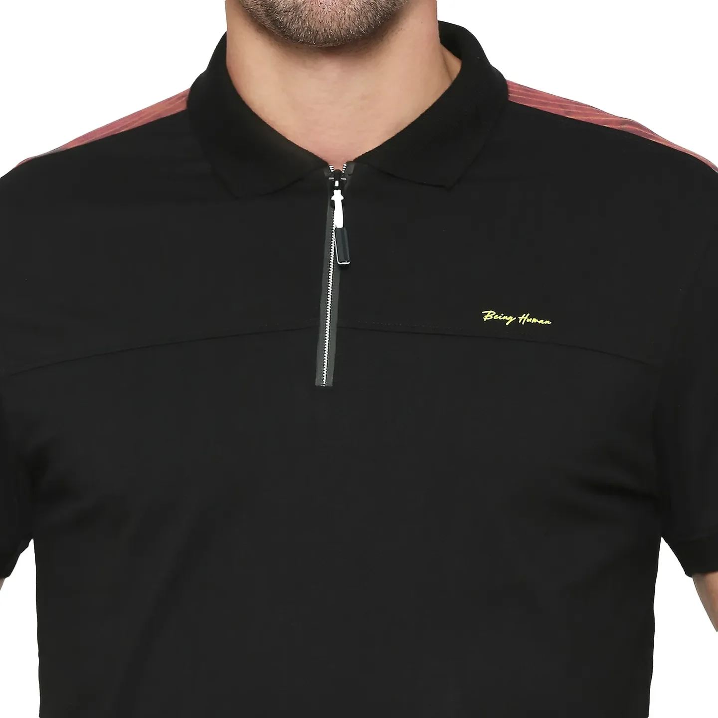Black Regular Fit Men's Polo T-Shirt by Being Human Clothing - Image 5