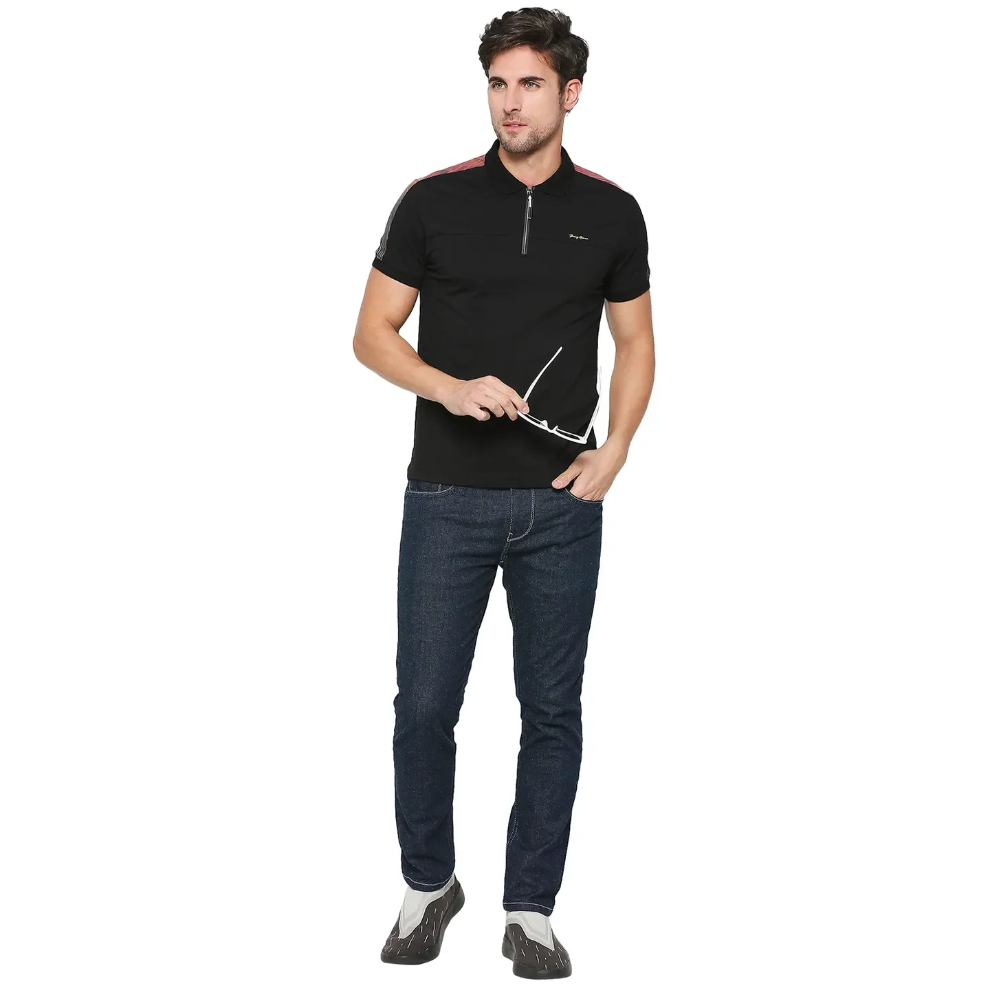 Black Regular Fit Men's Polo T-Shirt by Being Human Clothing - Image 6