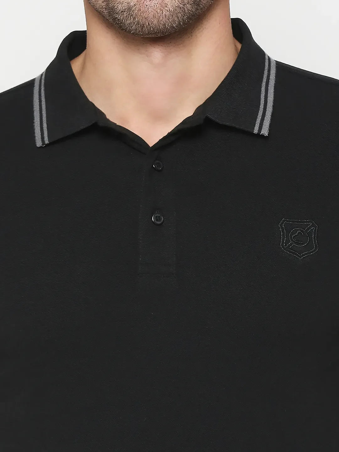 Black Regular Fit Men's Polo T-Shirt by Being Human Clothing - Image 5