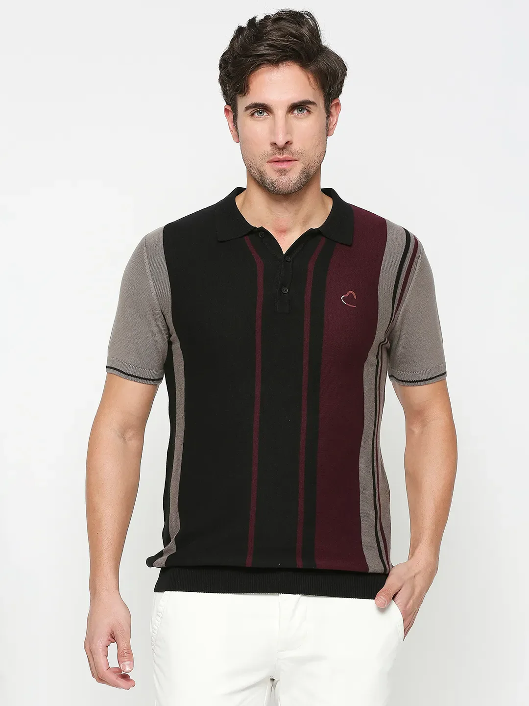 Black Regular Fit Men's Polo T-Shirt by Being Human Clothing