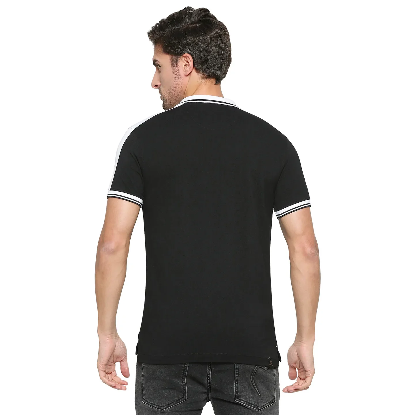 Black Regular Fit Men's Polo T-Shirt by Being Human Clothing - Image 4