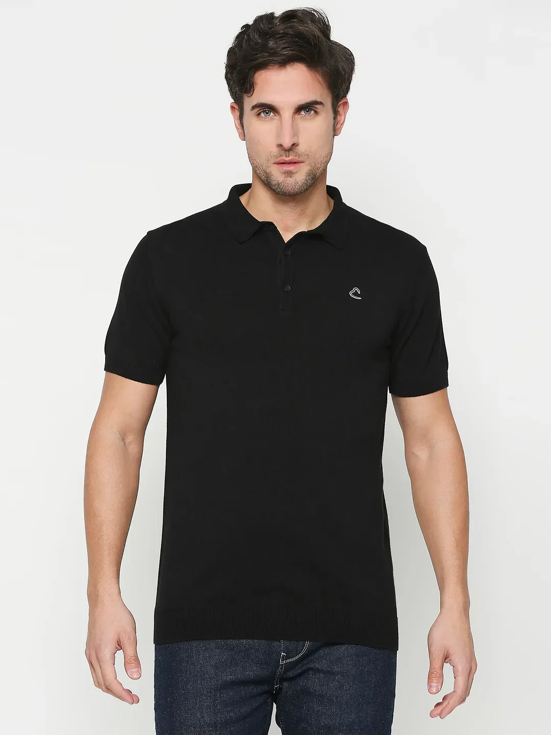 Black Regular Fit Men's Polo T-Shirt by Being Human Clothing