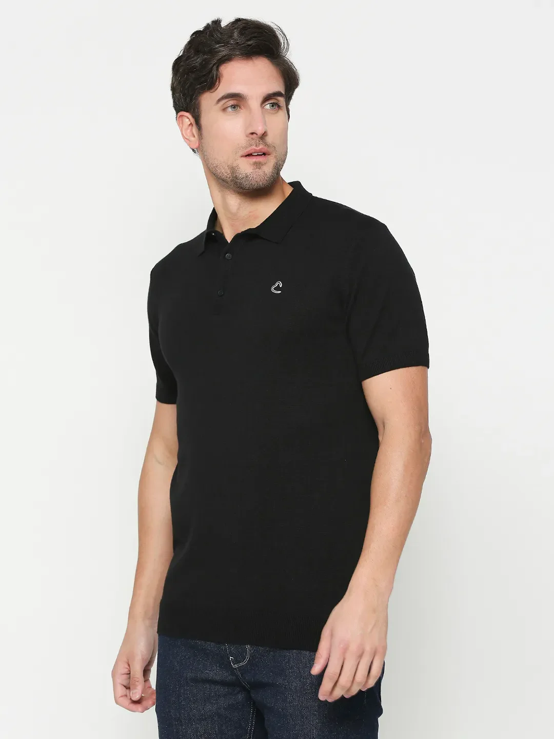 Black Regular Fit Men's Polo T-Shirt by Being Human Clothing - Image 2