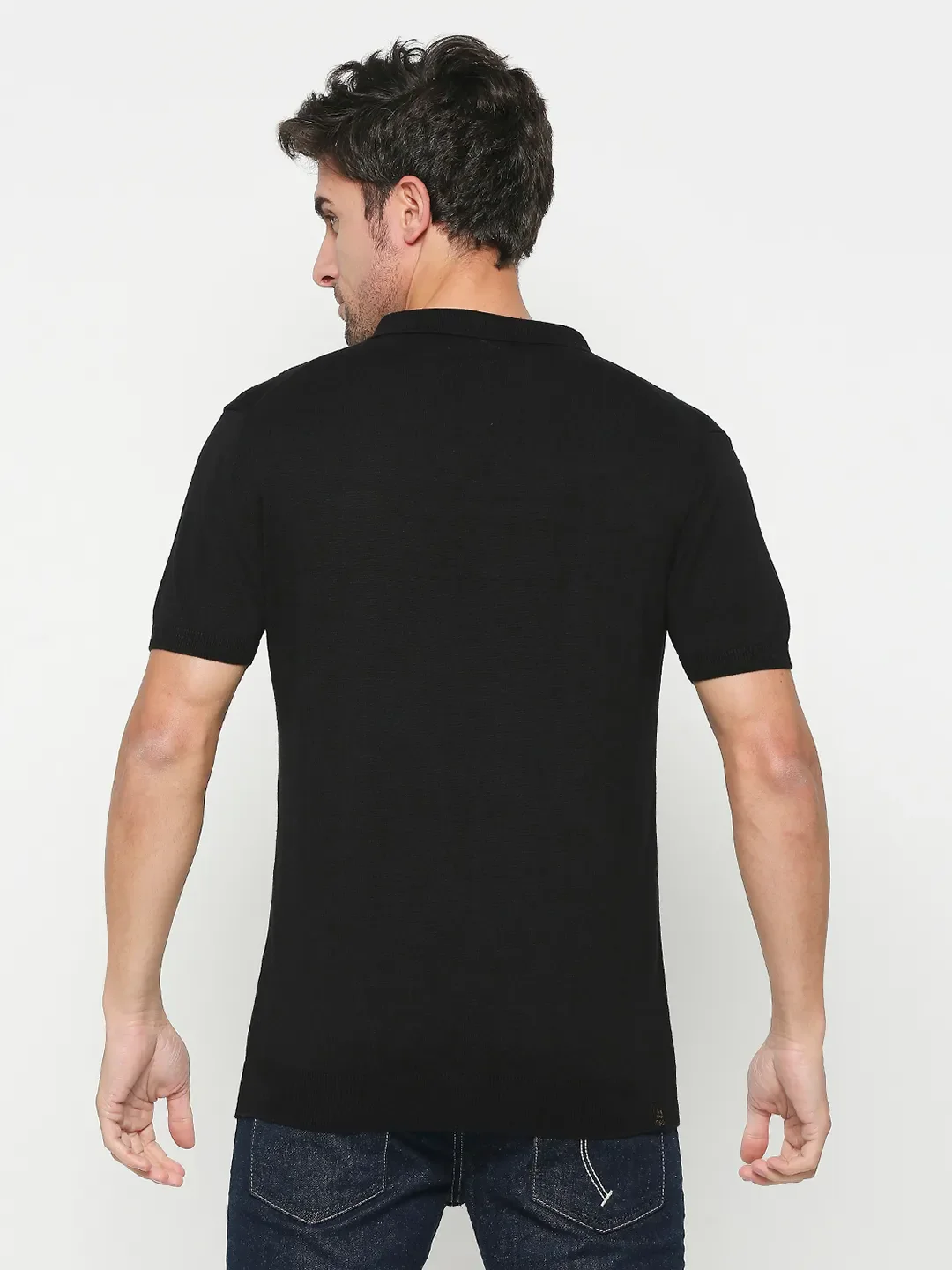 Black Regular Fit Men's Polo T-Shirt by Being Human Clothing - Image 4