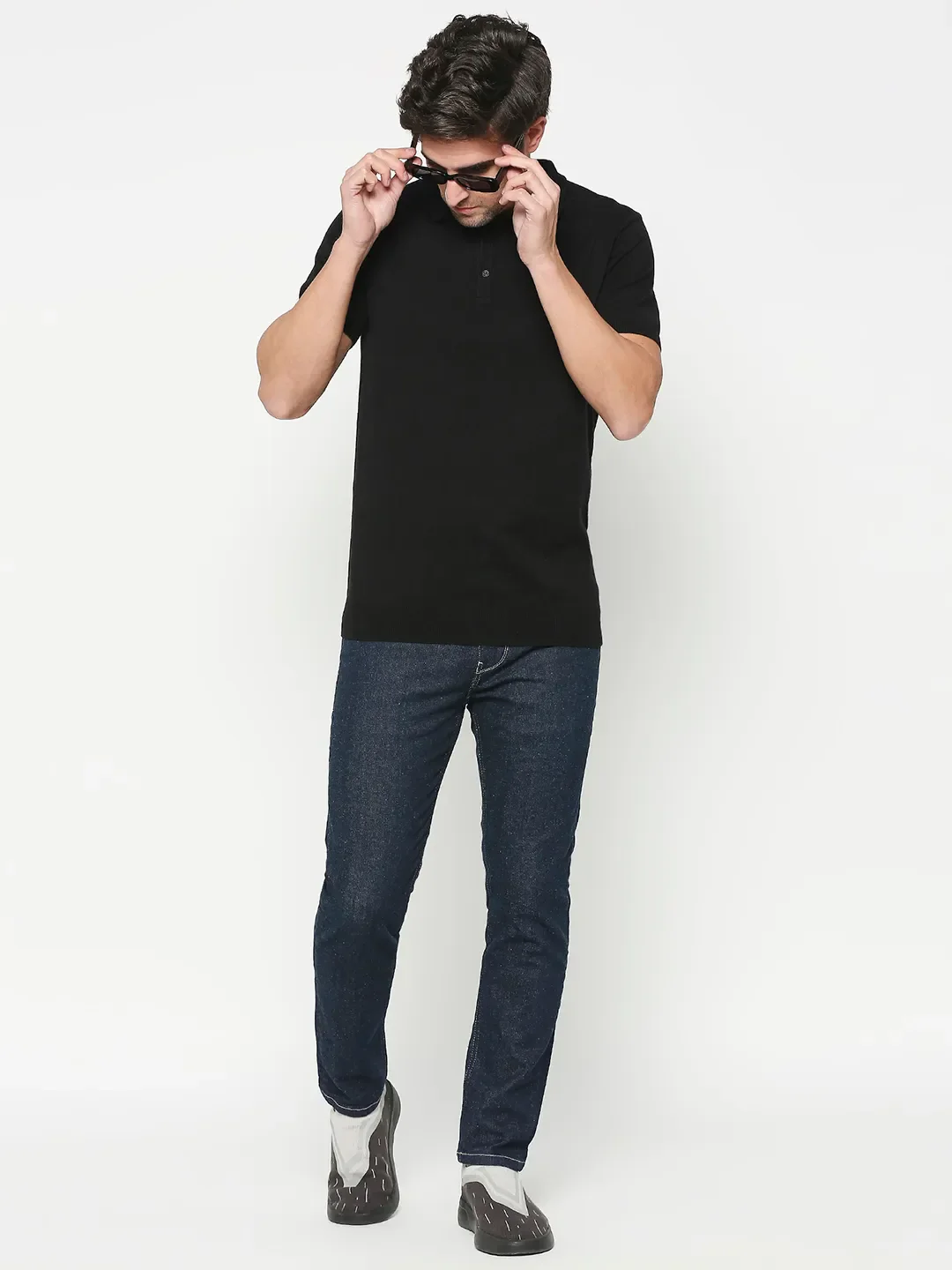 Black Regular Fit Men's Polo T-Shirt by Being Human Clothing - Image 6