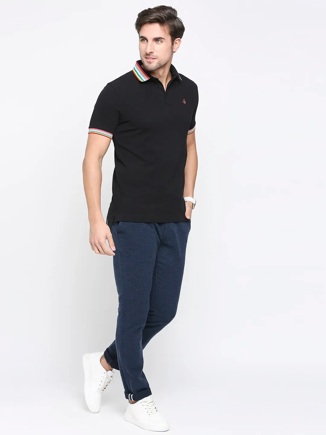 Black Regular Fit Men's Polo T-Shirt by Being Human Clothing - Image 6