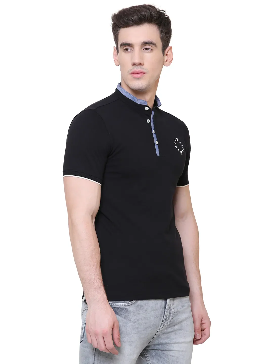Black Regular Fit Men's Polo T-Shirt by Being Human Clothing - Image 4