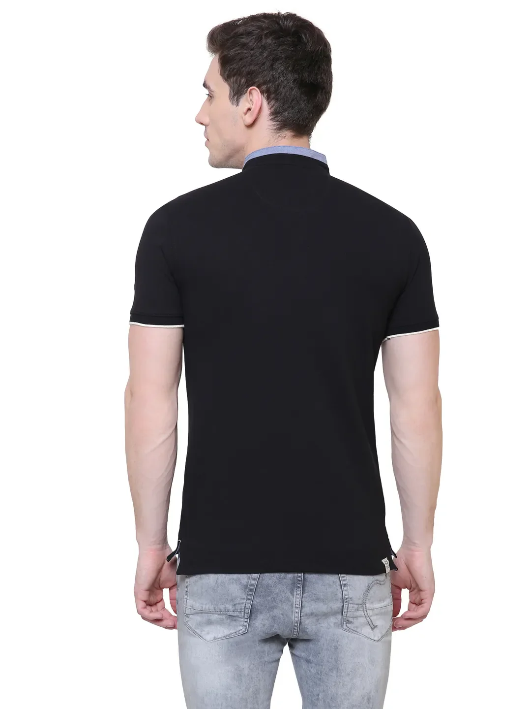 Black Regular Fit Men's Polo T-Shirt by Being Human Clothing - Image 5