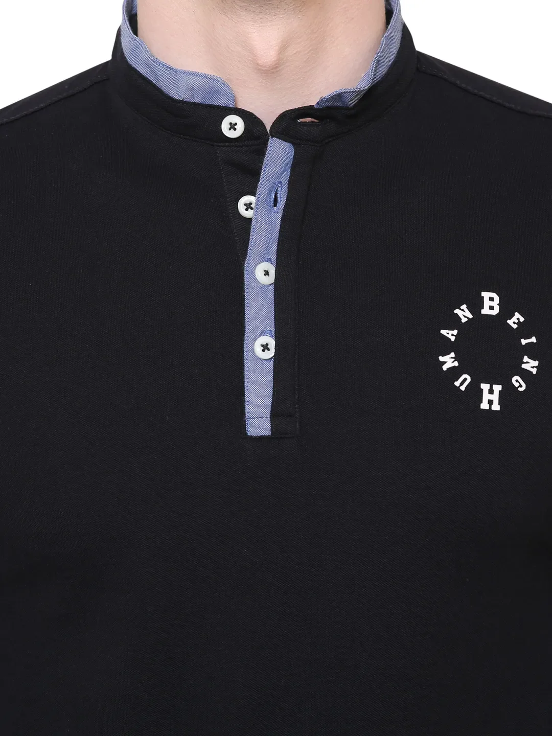 Black Regular Fit Men's Polo T-Shirt by Being Human Clothing - Image 6