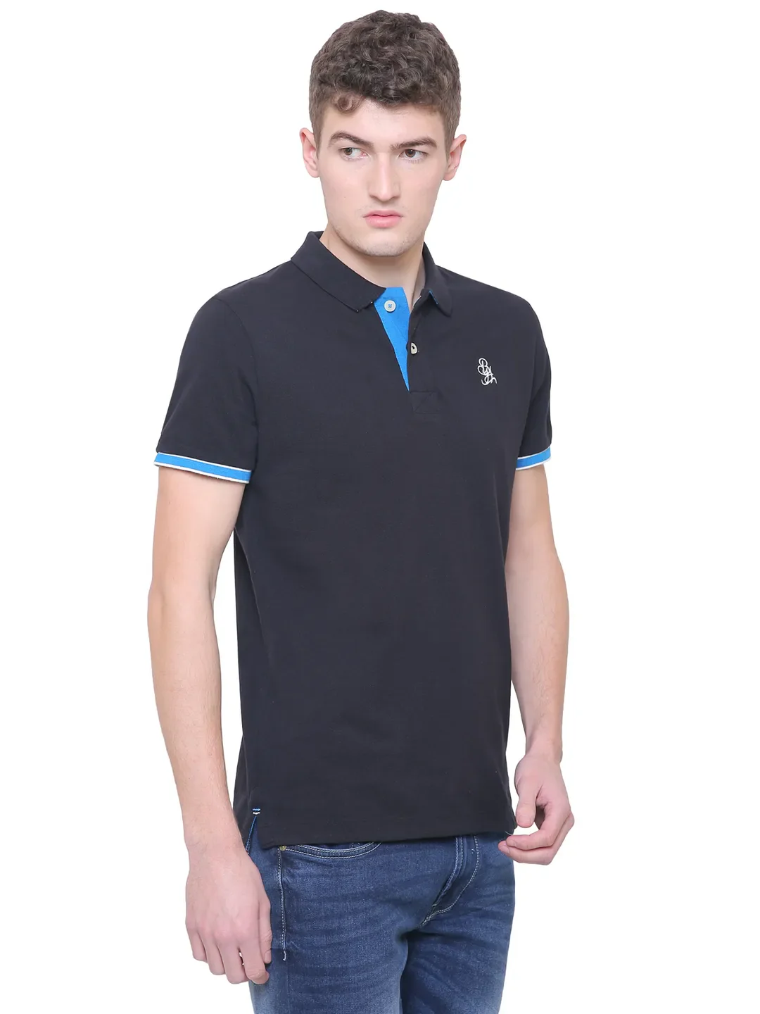 Black Regular Fit Men's Polo T-Shirt by Being Human Clothing - Image 4