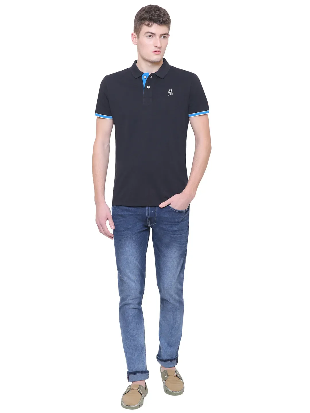 Black Regular Fit Men's Polo T-Shirt by Being Human Clothing - Image 5