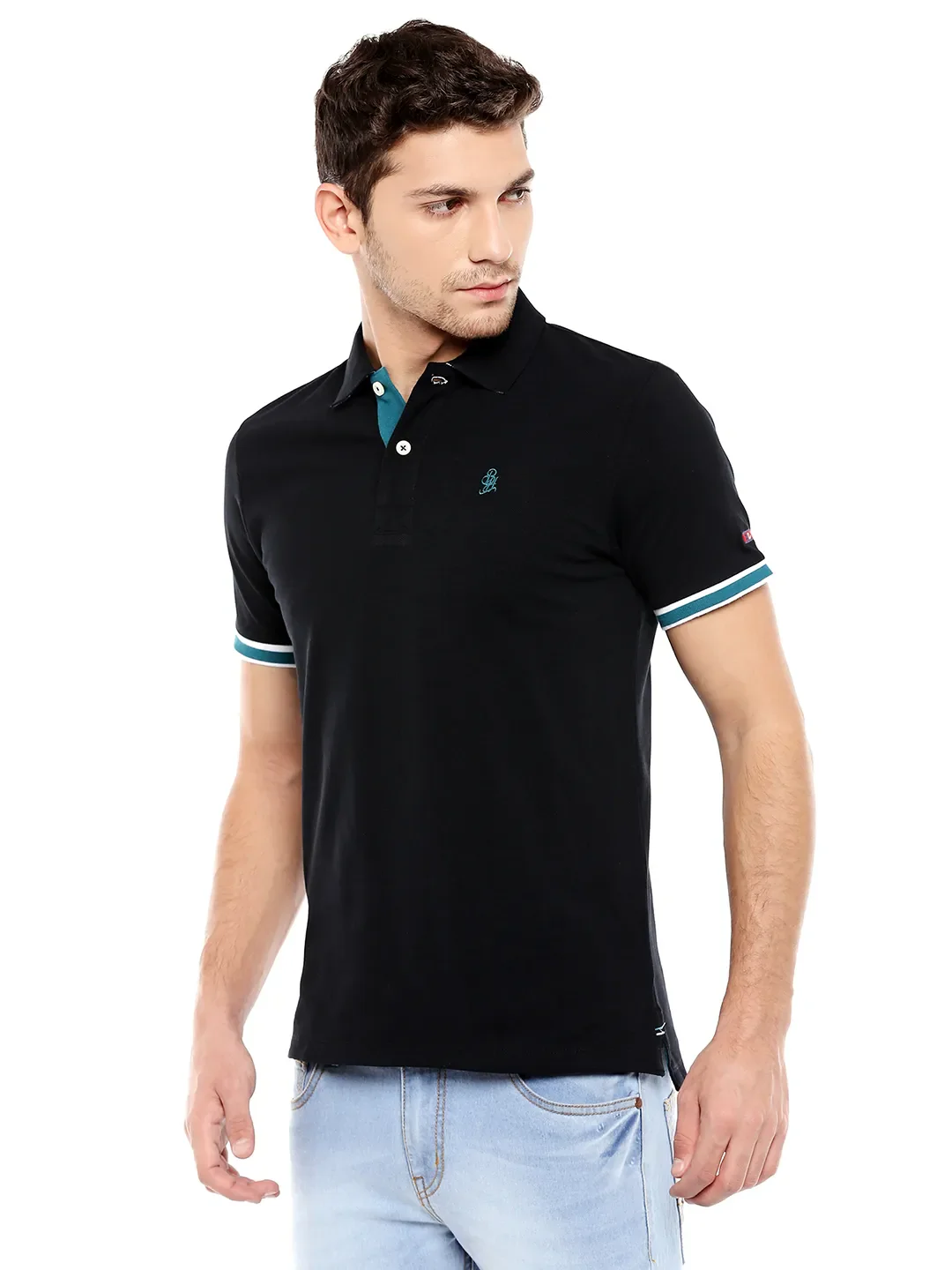 Black Regular Fit Men's Polo T-Shirt by Being Human Clothing - Image 2