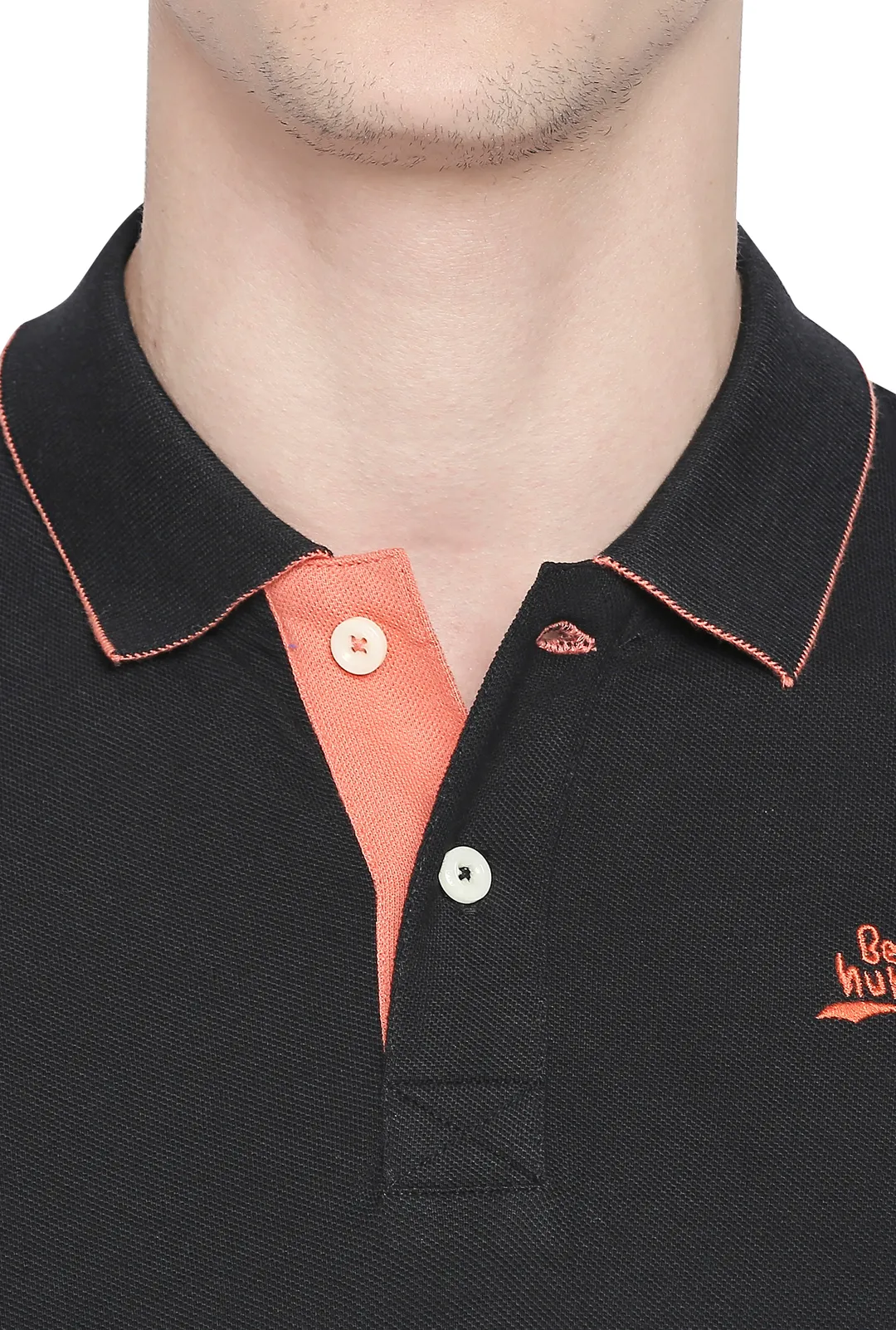 Black Regular Fit Men's Polo T-Shirt by Being Human Clothing - Image 2