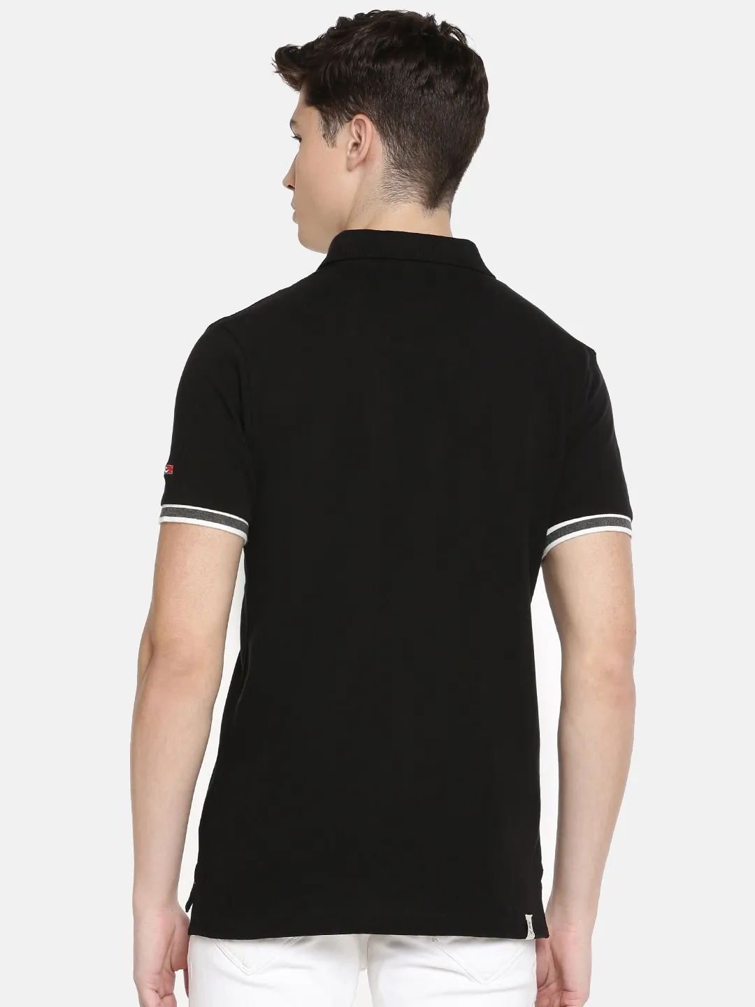 Black Regular Fit Men's Polo T-Shirt by Being Human Clothing - Image 3