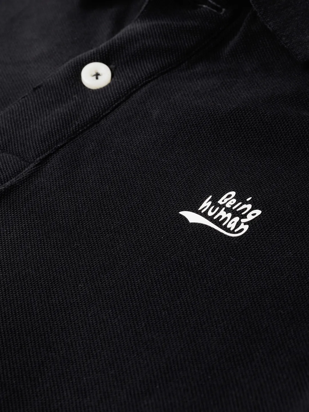 Black Regular Fit Men's Polo T-Shirt by Being Human Clothing - Image 4