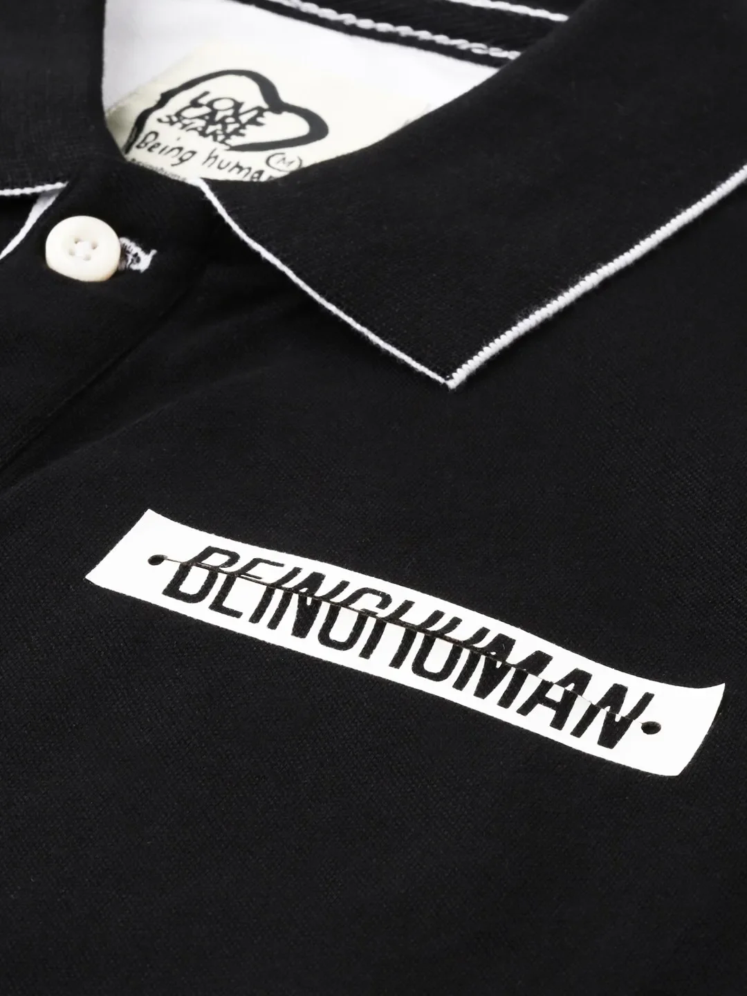 Black Regular Fit Men's Polo T-Shirt by Being Human Clothing - Image 5