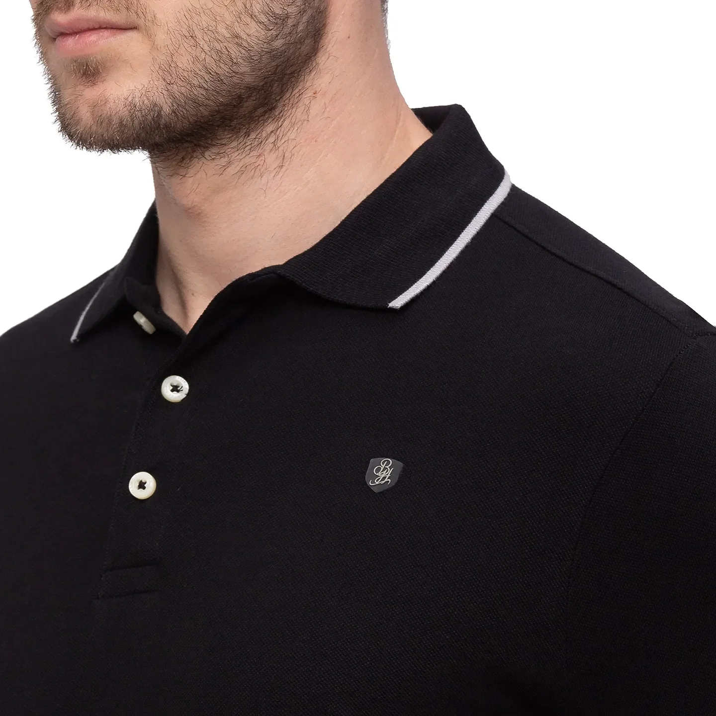 Black Regular Fit Men's Polo T-Shirt by Being Human Clothing - Image 4